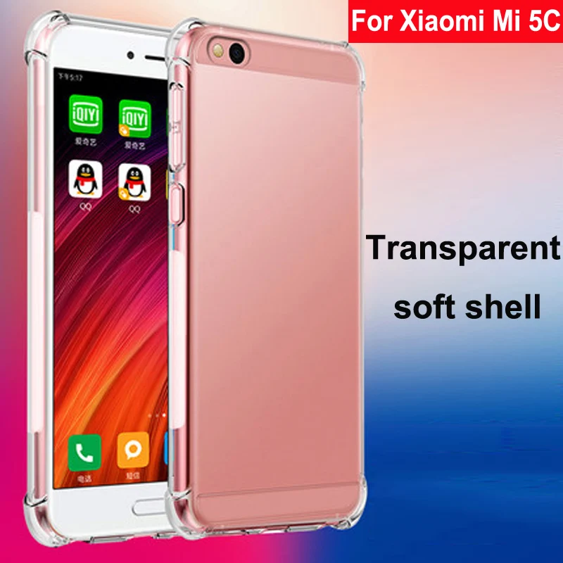 Чехол для Xiaomi Mi 5C чехол мягкий прозрачный из ТПУ с подушкой безопасности чехлы