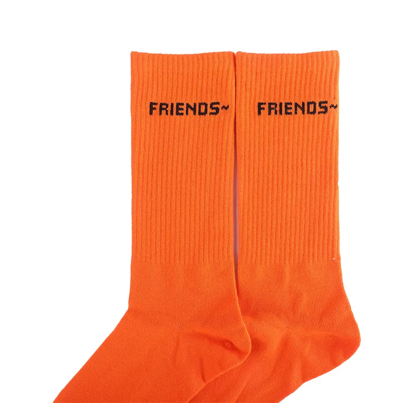 Maylooks Tide V word black orange high street hip hop tide FRIENDS letter tube socks W61