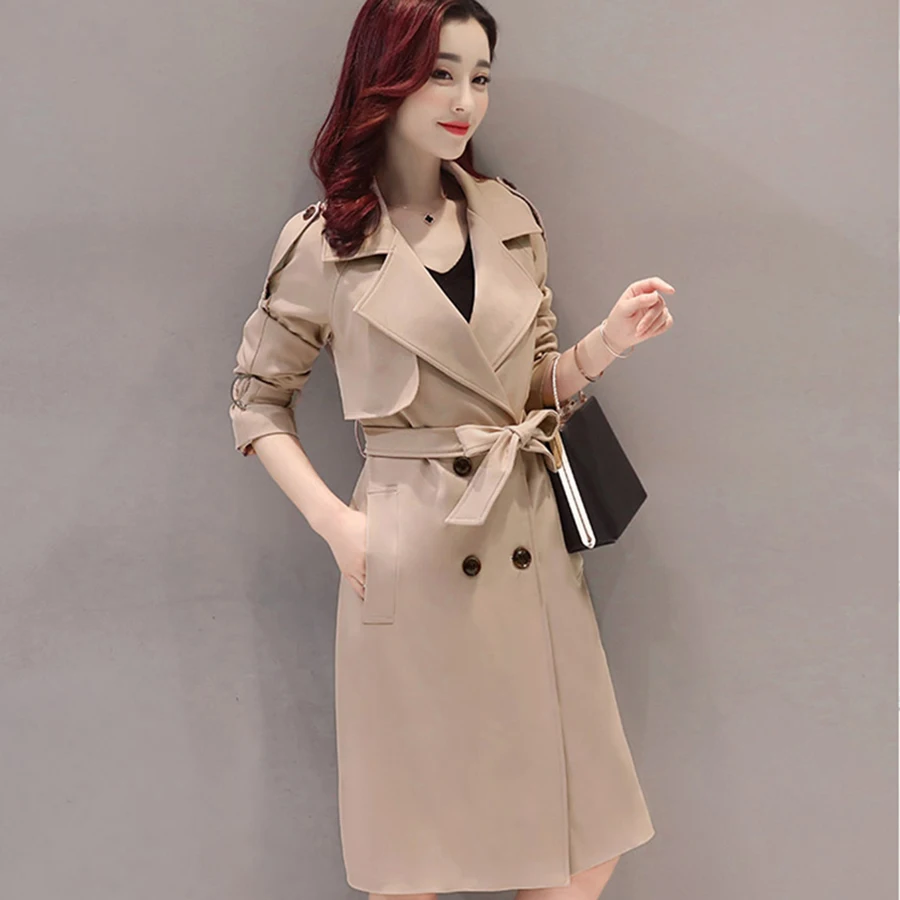 Ladies Double Breasted Trench Coat Winter Cardigan Windbreaker Plus Size Decently Ukraine Harajuku Overcoats For Womens P7C1155 | Женская