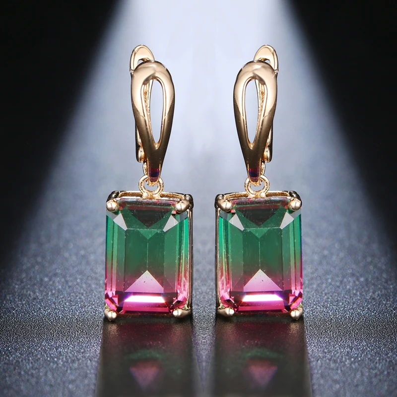 Женские турмалиновые серьги LZX 5 цветов квадратные подвески с кристаллом из