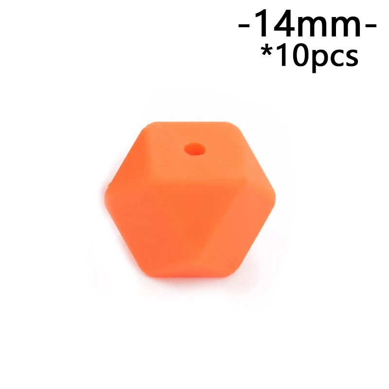 orange Lofca10 шт 14 мм Мини шестигранные силиконовые бусины Детские Прорезыватели BPA бесплатно DIY ожерелье соска цепь Детские Прорезыватели уход за младенцем - Цвет: orange