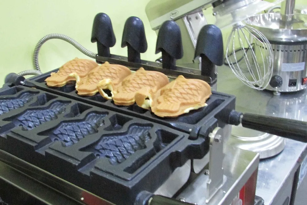 Корейская Taiyaki машина с 110v или 220v открытый рот положить мороженое рыба