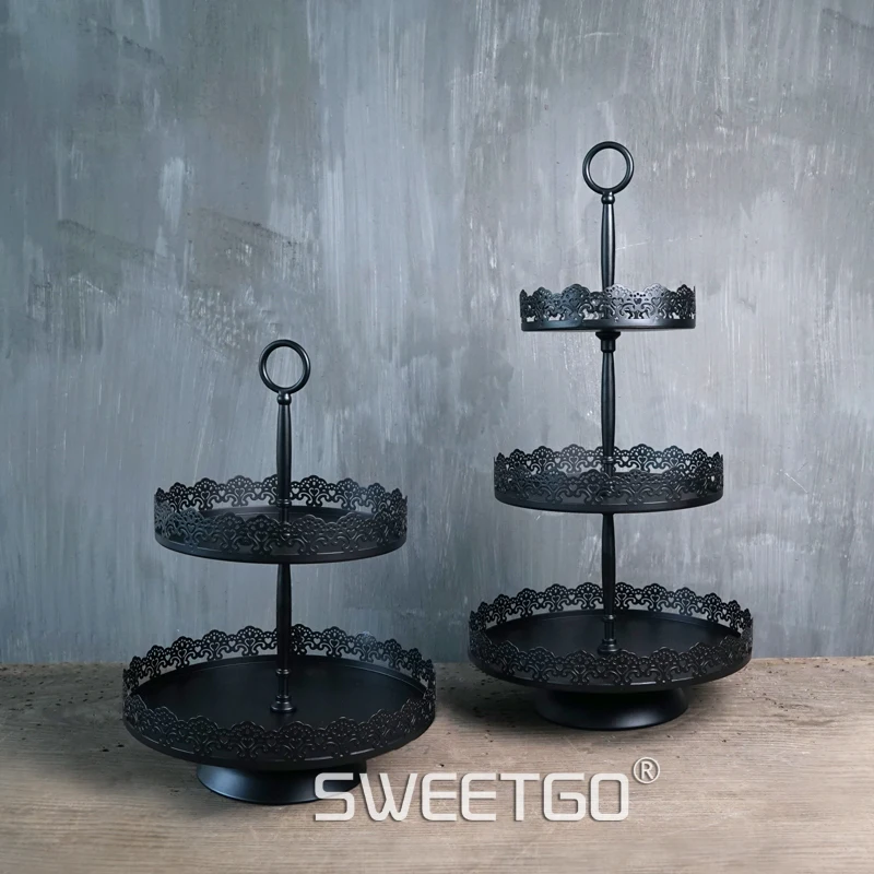 1 шт. европейский Железный черный 2 и 3 яруса фрукты торты десерты подставка для