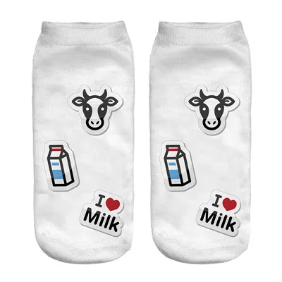 Socks 42305 Женские 3D носки, забавные носки с принтом гамбургера, Пончика, десерта, Повседневные Носки с рисунком еды, короткие носки - Цвет: Socks 42305