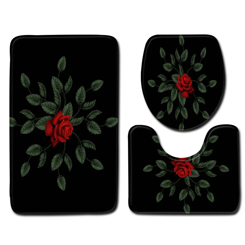 Flower 01 Zeegle 3D Цветочный ковер для ванной, Нескользящие коврики для ванной комнаты, впитывающие коврики для ванной, 3 шт., коврик для ванной комнаты, коврик для туалета, коврики для душевой комнаты - Цвет: Flower 01