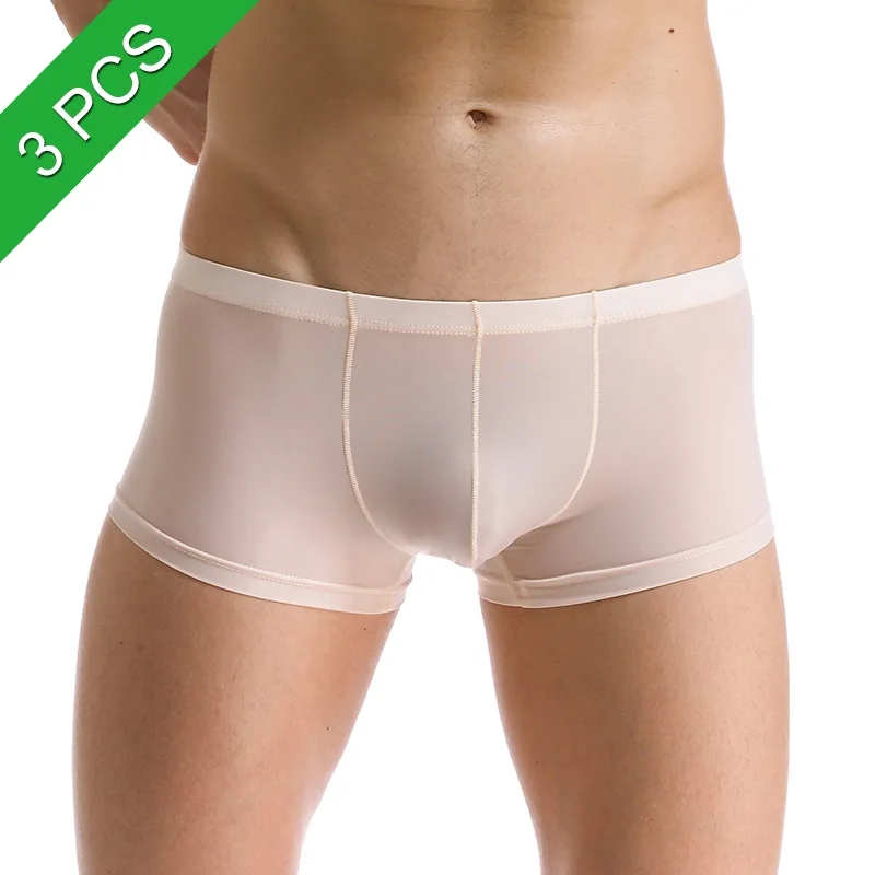 Прозрачное мужское сексуальное нижнее белье Ropa Interior Hombre Calzoncillos Marcas шелковые боксеры с низкой талией мужские бесшовные нейлоновые спандекс трусы - Цвет: Men Boxers Underwear