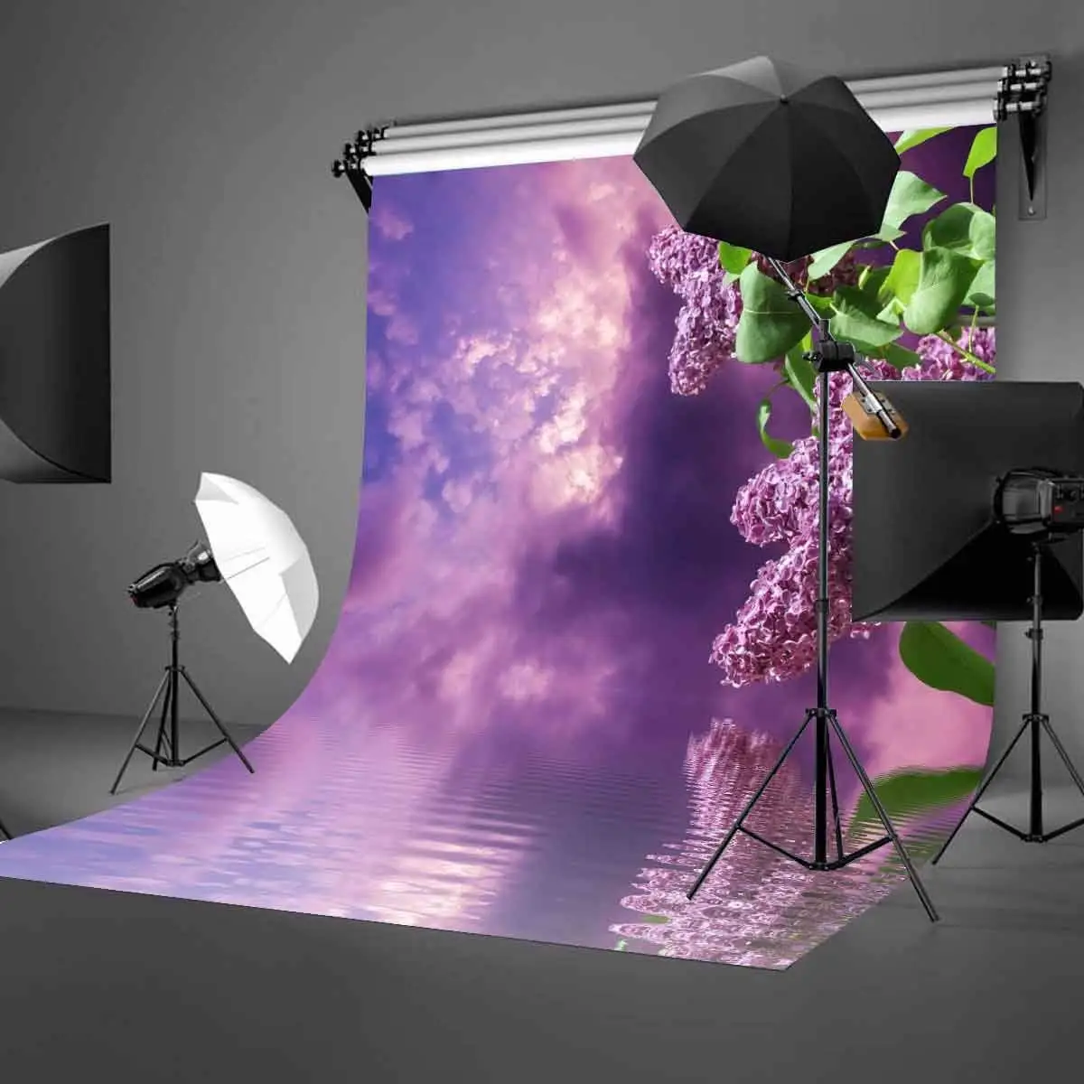 150x220 см фиолетовый сиреневый цветок фон толстые облака голубое небо фотография