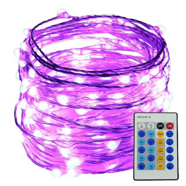 Purple 50 м 164FT 500LED наружные гирлянды Звездная Фея медные светильники с пультом дистанционного управления Рождественские Свадебные Праздничные огни - Испускаемый цвет: Purple