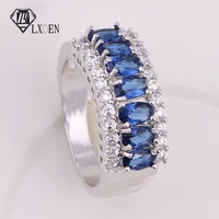 lxoen blue cz wedding rings for women aaa cubic zircon engagement ring fashion jewelry gift anillos bague anel feminino