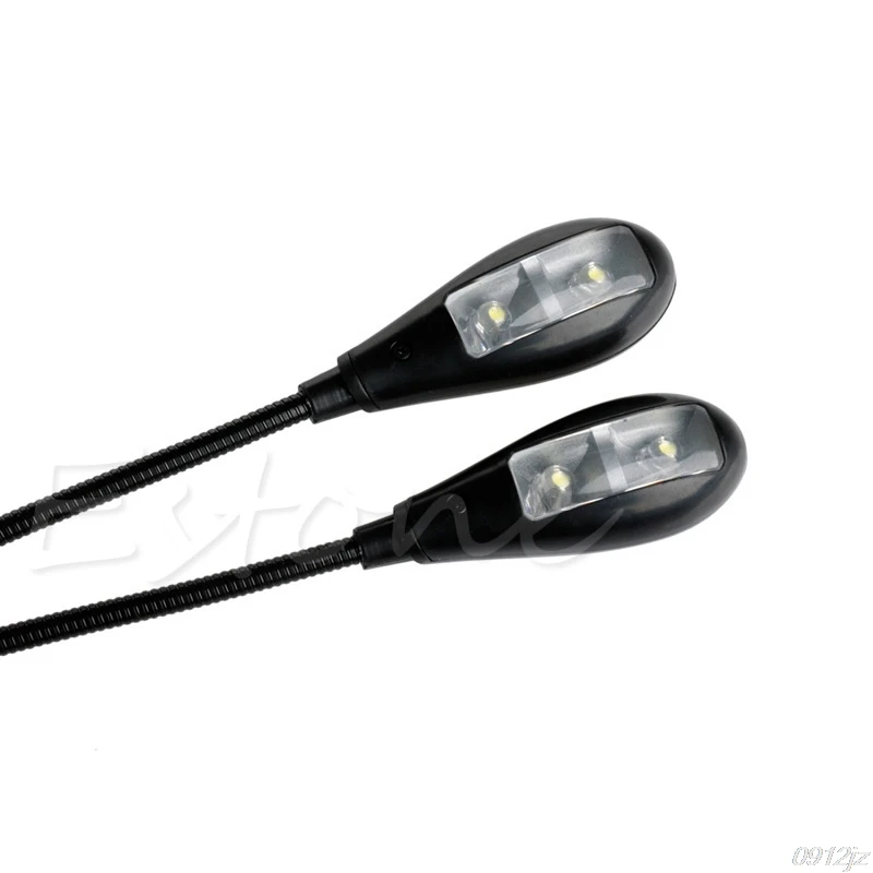 Гибкий 2 двойной зажим на 4 светодиодный светильник лампа для чтения книг