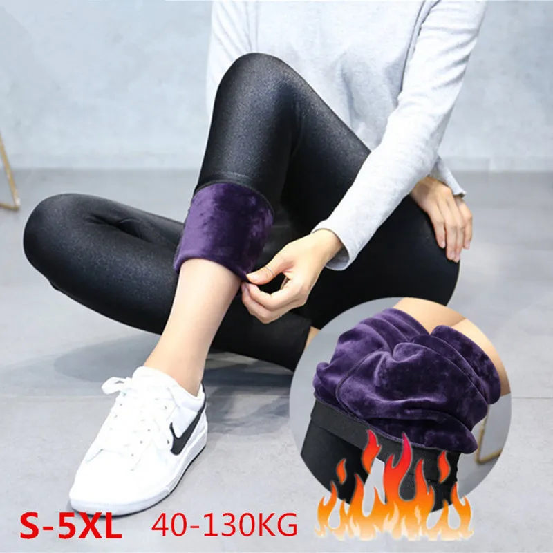 High Quality Winter Warm Women Leggings Plus Thick Velvet Solid Color High Waist Pants Legins Femme Plus Size 5XL Casual Legging