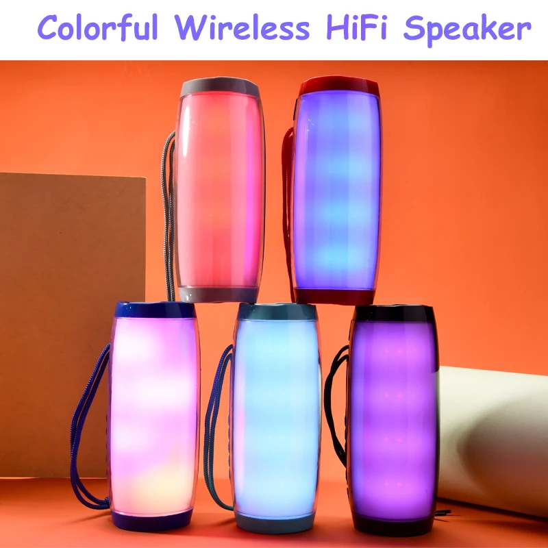 Bluetooth колонка с цветсветодиодный ными лампочками Hi Fi стерео беспроводная