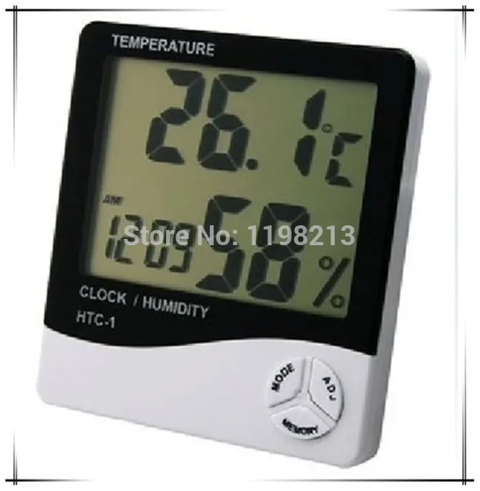 

Digital Thermometer Hygrometer Indoor Electronic Temperature Humidity Meter Clock Weather Station Moisture Tester Home HTC-1