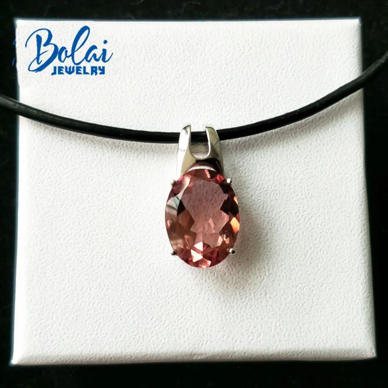 Bolaijewelry, 925 серебряная подвеска овальная 12*16 мм, создан драгоценный камень, элегантный дизайн, хорошее ювелирное изделие для женщин, повседневная одежда