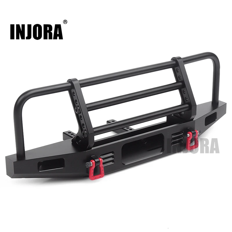 INJORA регулируемый металлический передний бампер для 1/10 RC Гусеничный Traxxas TRX4 Defender Axial SCX10 SCX10 II 90046 90047 - Цвет: Black
