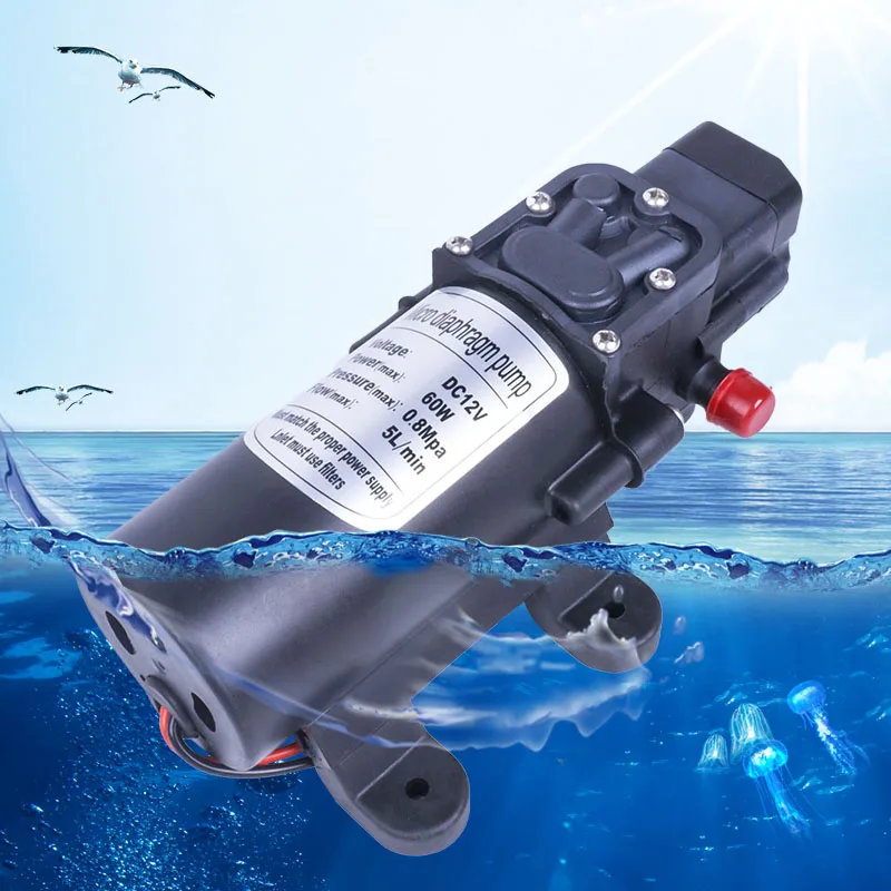Прочный DC 12 В 60 Вт 130PSI 5L/мин Электрический мини водяной насос высокого давления мембранный распылитель воды Автомойка Кемпинг лодка
