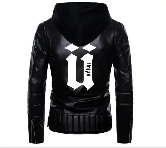 Модная новая игра черный uppercase U unkut кожаная куртка с капюшоном мужская Тонкая