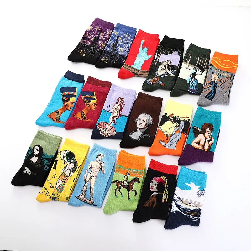 

Hot Starry Night Autumn Winter Retro Women Personality Art Van Gogh Mural World Famous Painting Male Socks Oil Funny Happy Socks