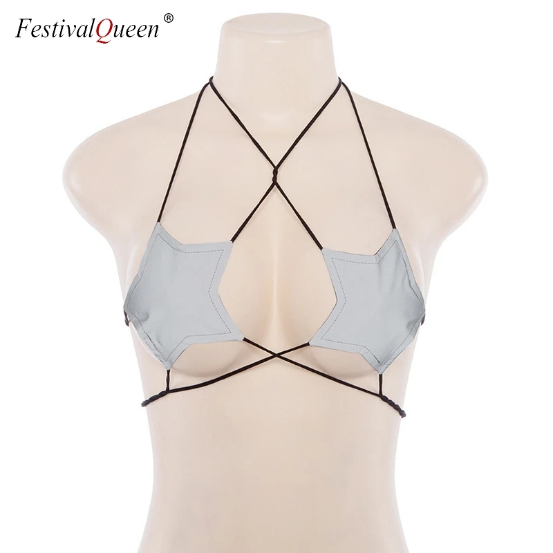 Фестивальная королева сексуальная звезда strappy bralette cami Топ Женская Клубная одежда кроп Топ для вечеринок повязки завязывать выдалбливают топы женские