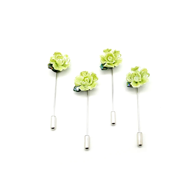 Хит! Необычный дизайн зеленой керамики цветок отворот булавки Новая мода хиджаб
