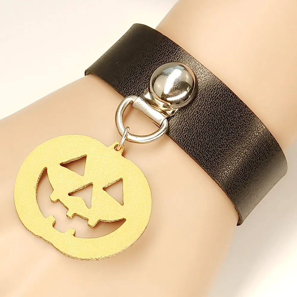 Европейские и американские аксессуары для Хэллоуина ПУ кожаный браслет голова