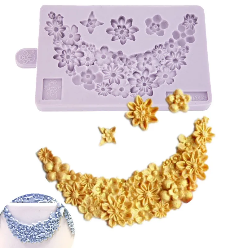 Сахар Цветочная Гирлянда Кружево помадка торт силиконовые формы кекс плесень