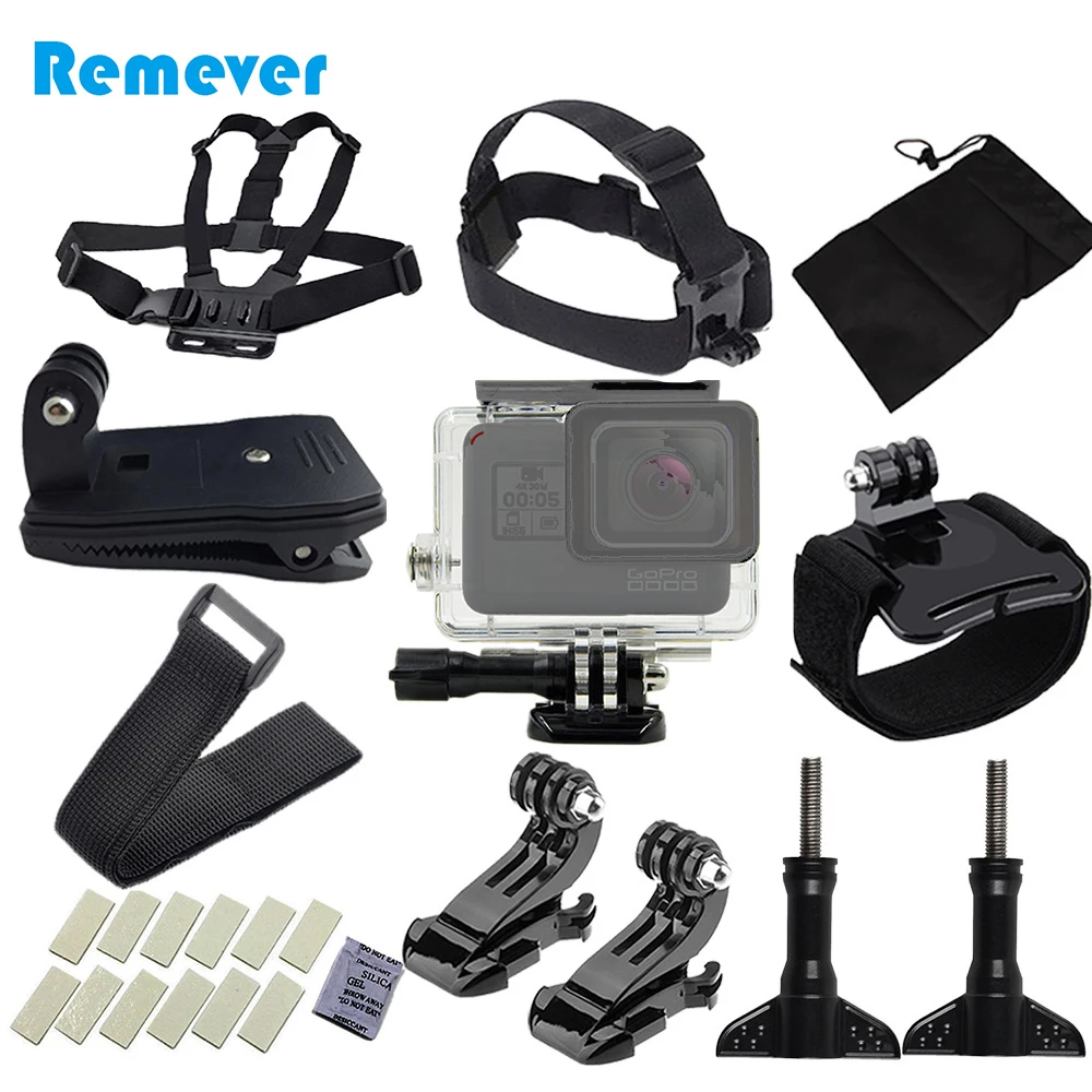

Action Camera Accessories Set Kit For Gopro Hero 5/6 Waterproof Case Head Chest Strap For Gopro 5 Sports Action Cameras Kit