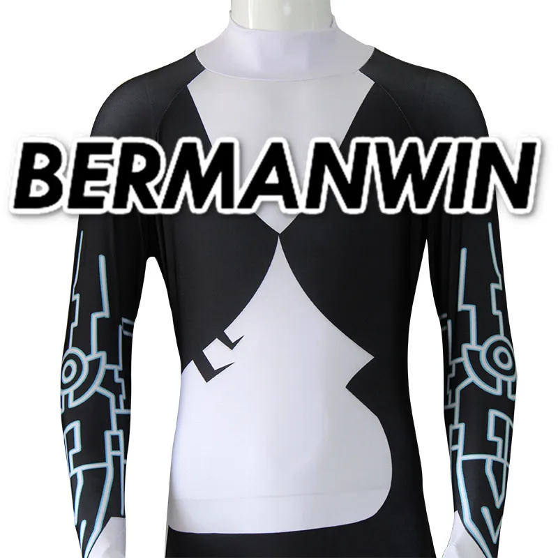 BERMANWIN высокое качество Сумеречная принцесса Midna костюм черный белый спандекс для