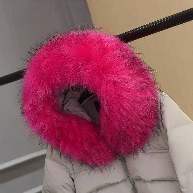 rose raccoon Разноцветное новое зимнее пуховое пальто с воротником из искусственного меха енота, с воротником из искусственного лисьего меха, на заказ, меховые шарфы, парка, пальто с меховым воротником - Цвет: rose raccoon