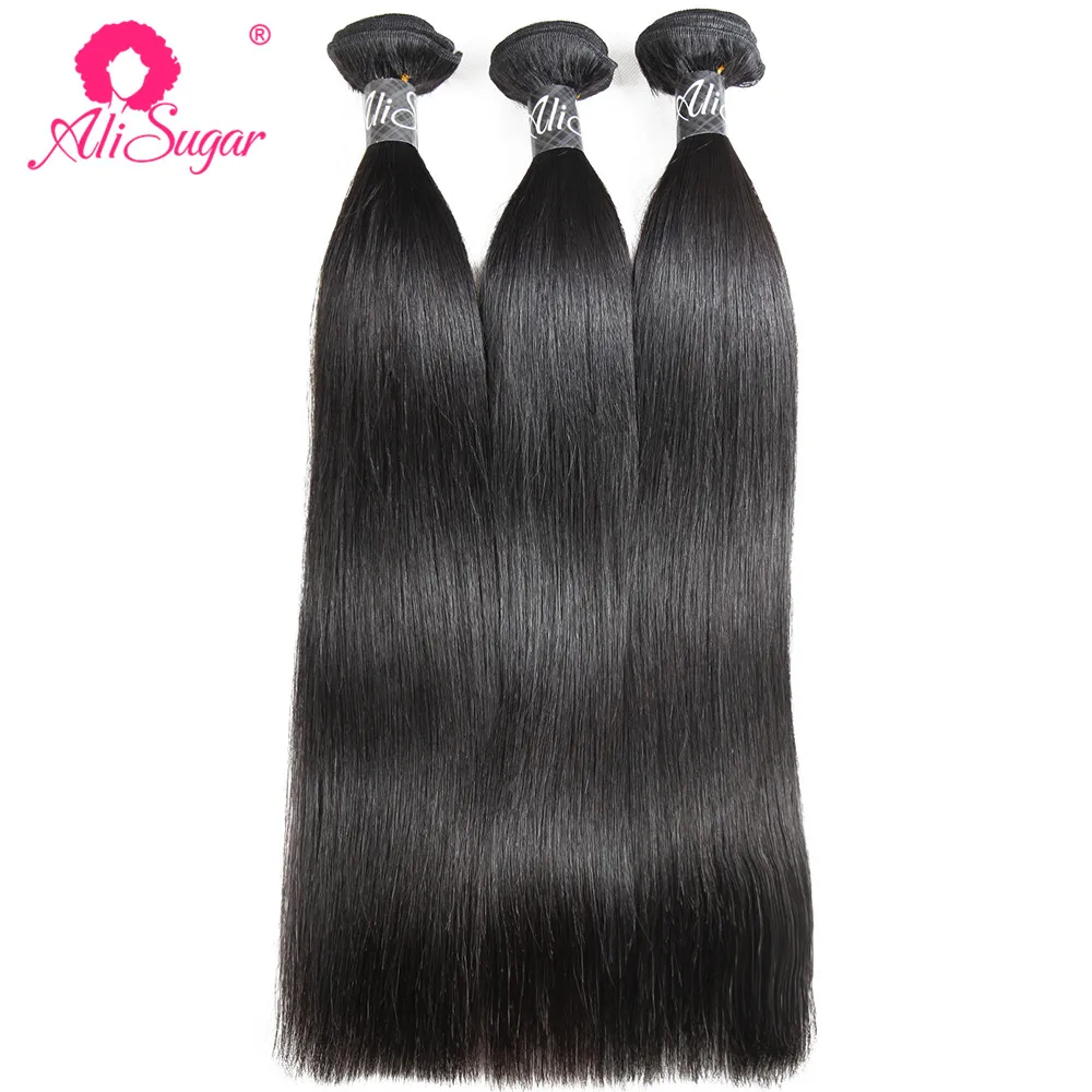 Али сахарные волосы бразильские прямые Реми плетение пучок предложения двойной