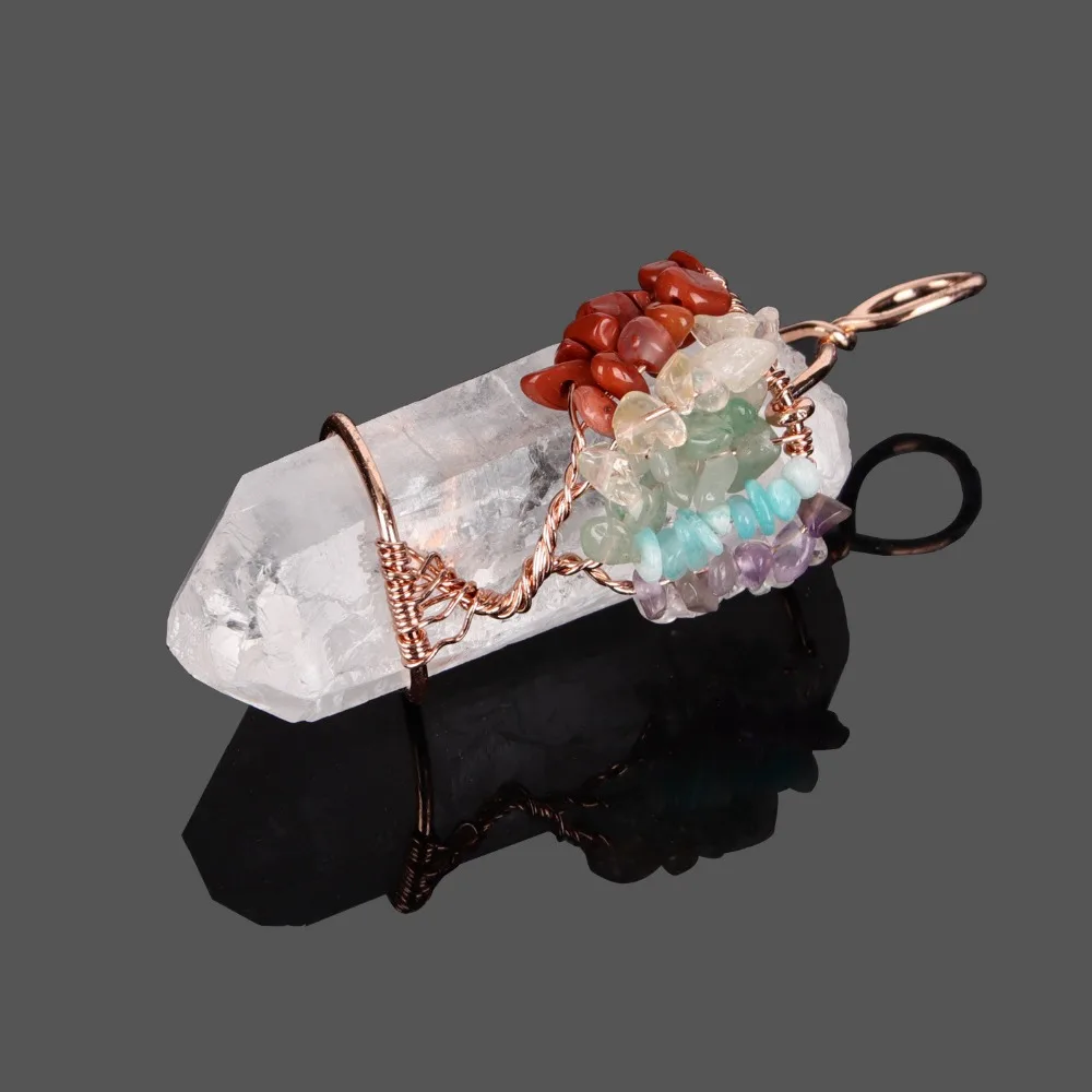Подвеска из минерального кварца 7 чакр большой размер | Украшения и аксессуары