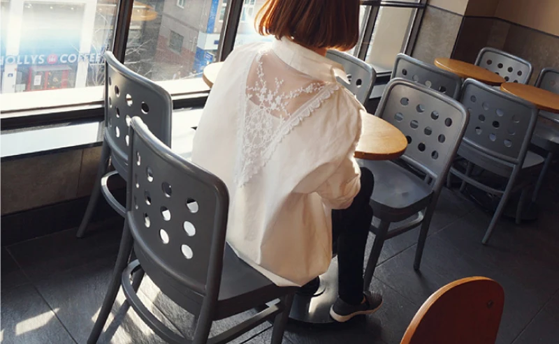 Размера плюс; сезон лето кружевное лоскутное платье-блуза рубашка длинный рукав Однобортный Для женщин рубашки Повседневное Топы blusas feminino