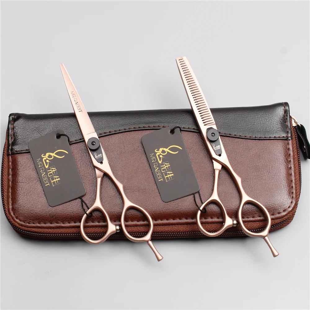 Японские Парикмахерские ножницы 440C Mr Rabbit Rose Gold 5 &quot16 см филировочные