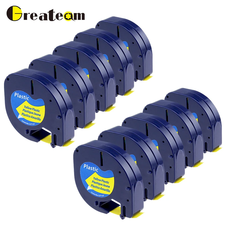 Greateam 10 шт. 91202 используется для DYMO LetraTag запечатанных лент 91222 91332 59423 черный на