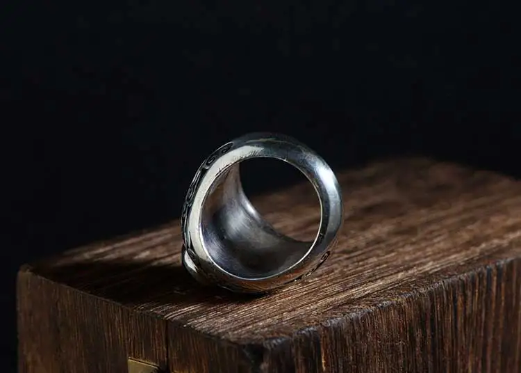 FNJ 925 Серебряное цветочное кольцо, новая мода, черный камень, S925 Стерлинговое тайское серебро, кольца для мужчин, ювелирные изделия, США Размер 6,5-10,5
