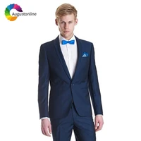 navy blue groom tuxedo shawl lapel jacket pants 2piece slim fit best man blazers terno masculino custom made costume homme