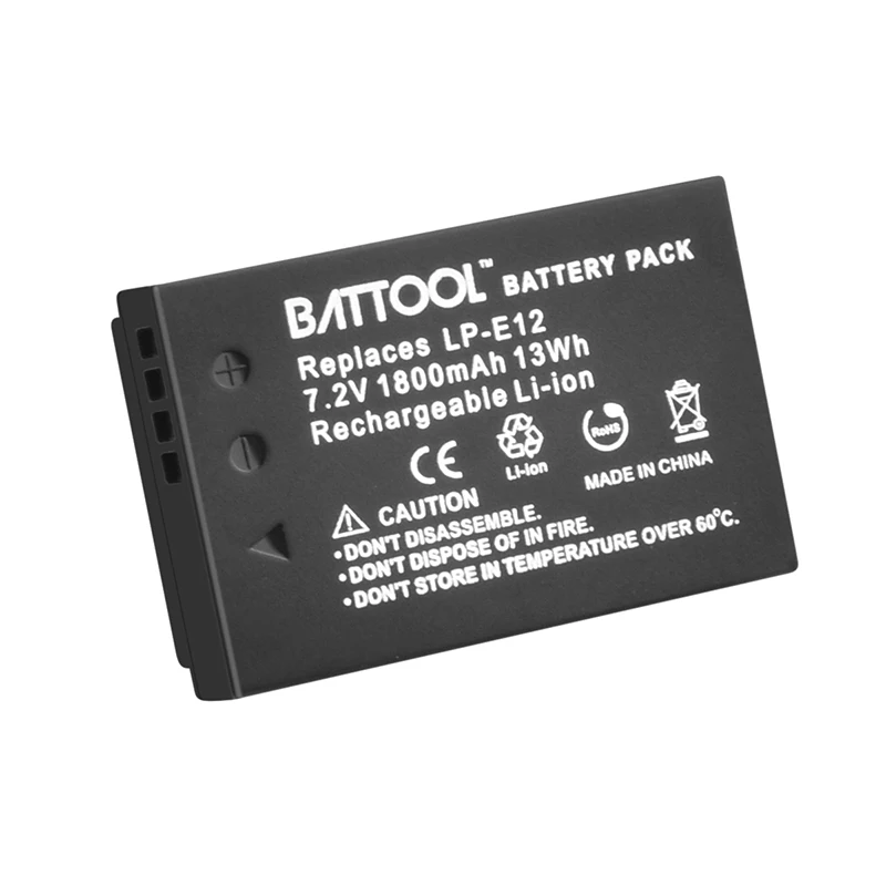 Батарея batcool 1800 мАч + зарядное устройство LP E12 для Canon Rebel SL1 EOS 100D M M2 M10 беззеркальная