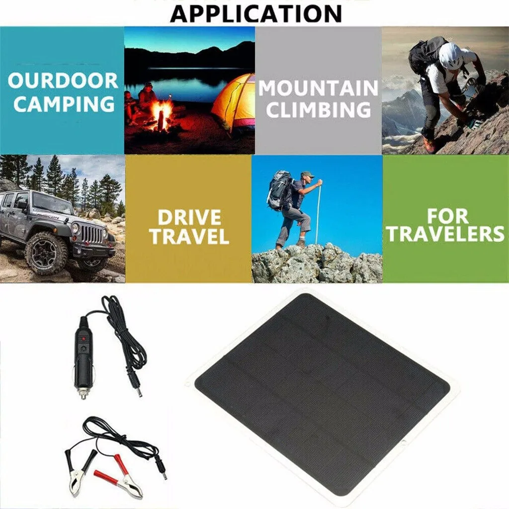 20W Solar Panel 12V / 5V Battery Charger For RV Boat Car Home Alligator Clip 2019 New Arrival Dropshipping | Инструменты
