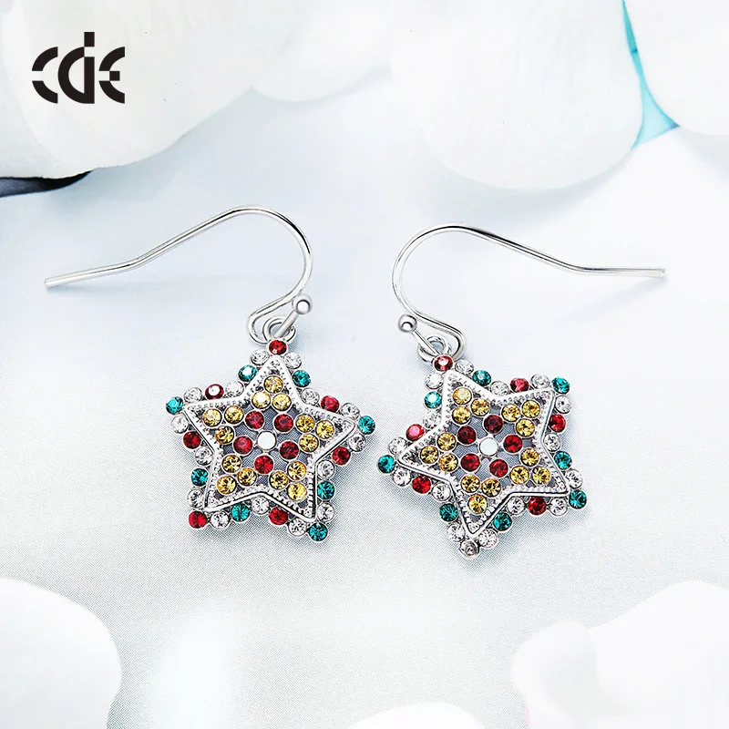 Cdyle украшенные кристаллами висячие серьги женские Рождественская звезда
