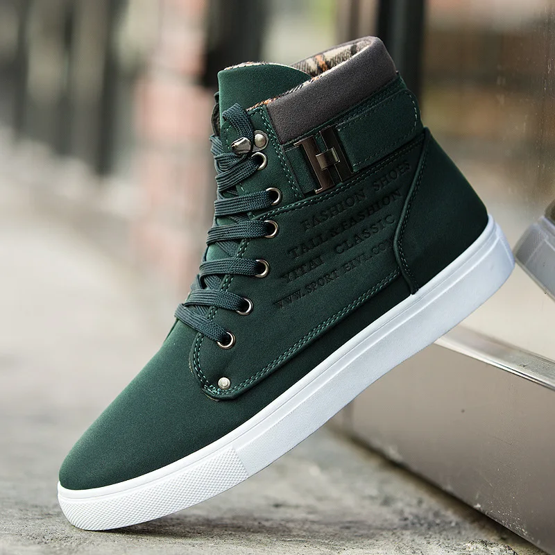 Spring Autumn Men's Shoes High Top Canvas Casual Fashion Lace Up Men Sneakers Quality Brand Ankle Boots Big Size | Обувь