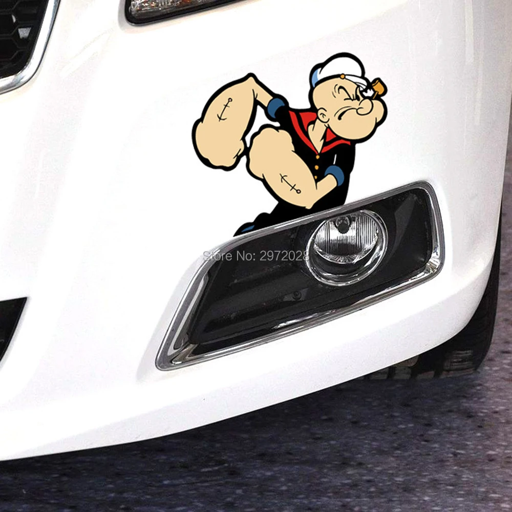 Новейший мультяшный стиль автомобиля забавные Popeye the Sailor Muscle украшения бампер кузова автомобиля наклейки автомобиля узор винил