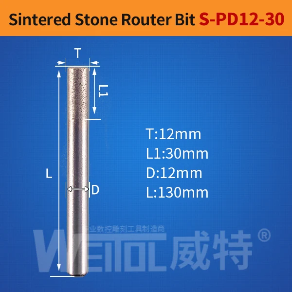 S-PD12-30 Weitol 1 шт. 6 мм/8 мм хвостовик спеченный камень фрезы шариковый нос плоская головка алмазные ЧПУ Инструменты для резьбы по граниту мрамору - Длина режущей кромки: S-PD12-30