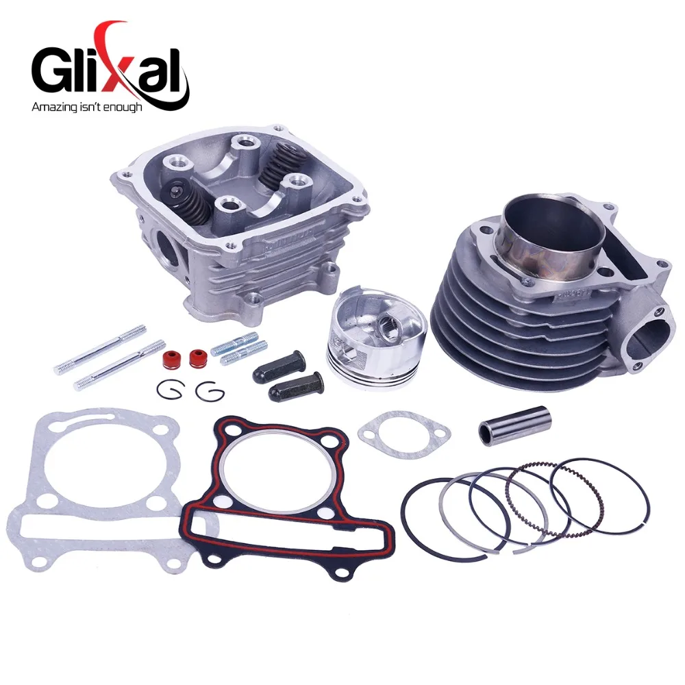 Glixal GY6 180cc 61 мм Скутер Ремонтный комплект двигателя Комплект Большой Диаметр цилиндра головка цилиндра в сборе для 4-х тактных 157QMJ Мопед Скутер ATV
