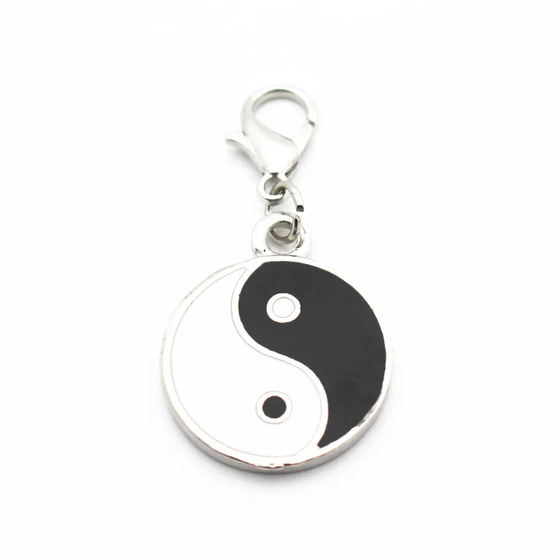 Wholesale 20pcs/lot Tai Ji Silver Alloy dangle charms lobster clasp hanging charm for necklace&ampchoker Pendant jewelry | Украшения и