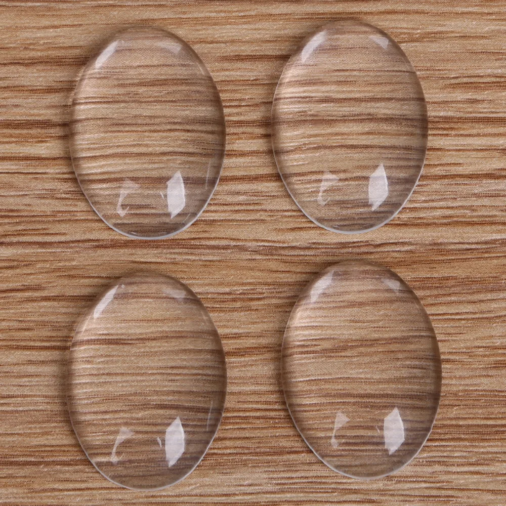 Овальный прозрачный стеклянный кабошон разных размеров с плоской задней
