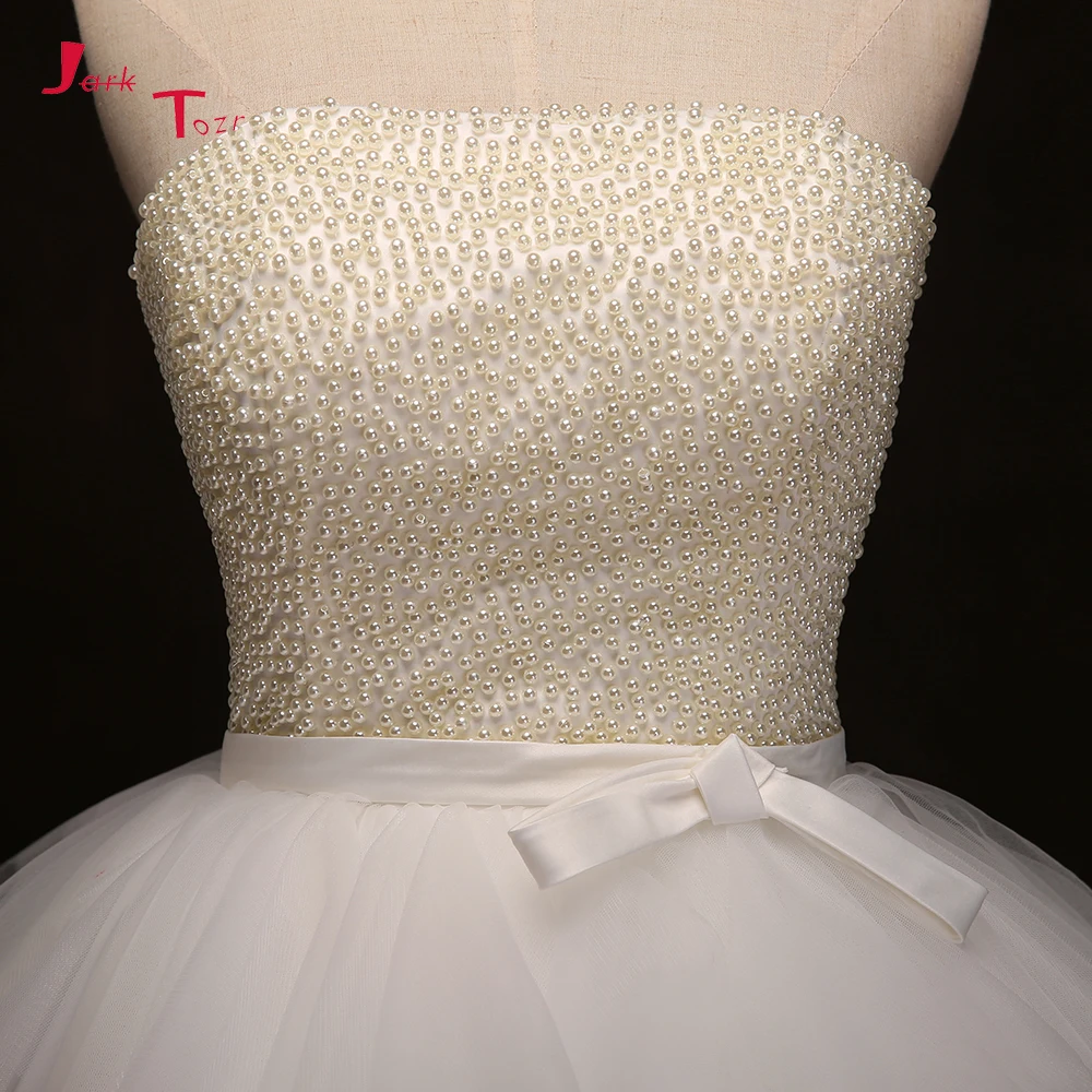 Jark Tozr Real Picture Lace Up Back Luxury Pearls Bodice White Organza Gorgeous Ball Gown Wedding Dresses 2019 Vestidos De Noiva | Свадьбы и