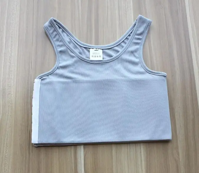S-4XL укрепление бинты усиленный Транс жилет короткий корсет Tomboy Топы грудь Shaper, груди Binder рубашка нижнее белье - Цвет: Серый