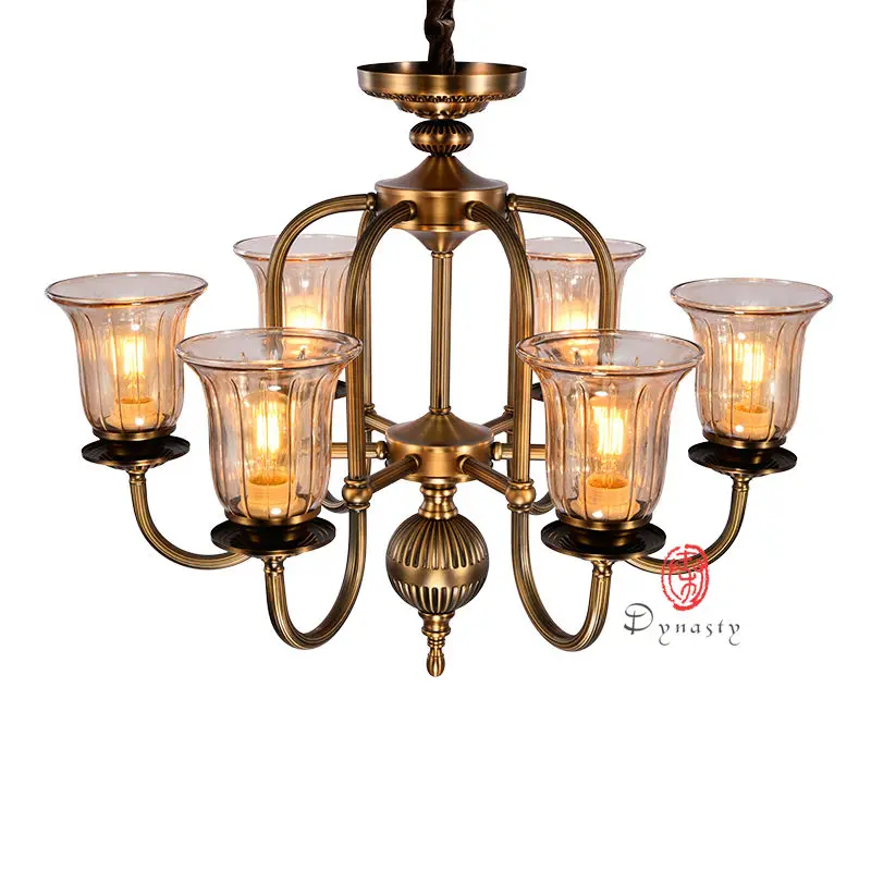 Антикварная люстра династии в американском стиле винтажная латунная медная