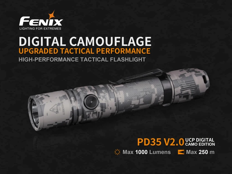 FENIX PD35 V2.0 (цифровой камуфляж) Cree XP-L HI V3 светодиодный тактический фонарь 1000 люмен |