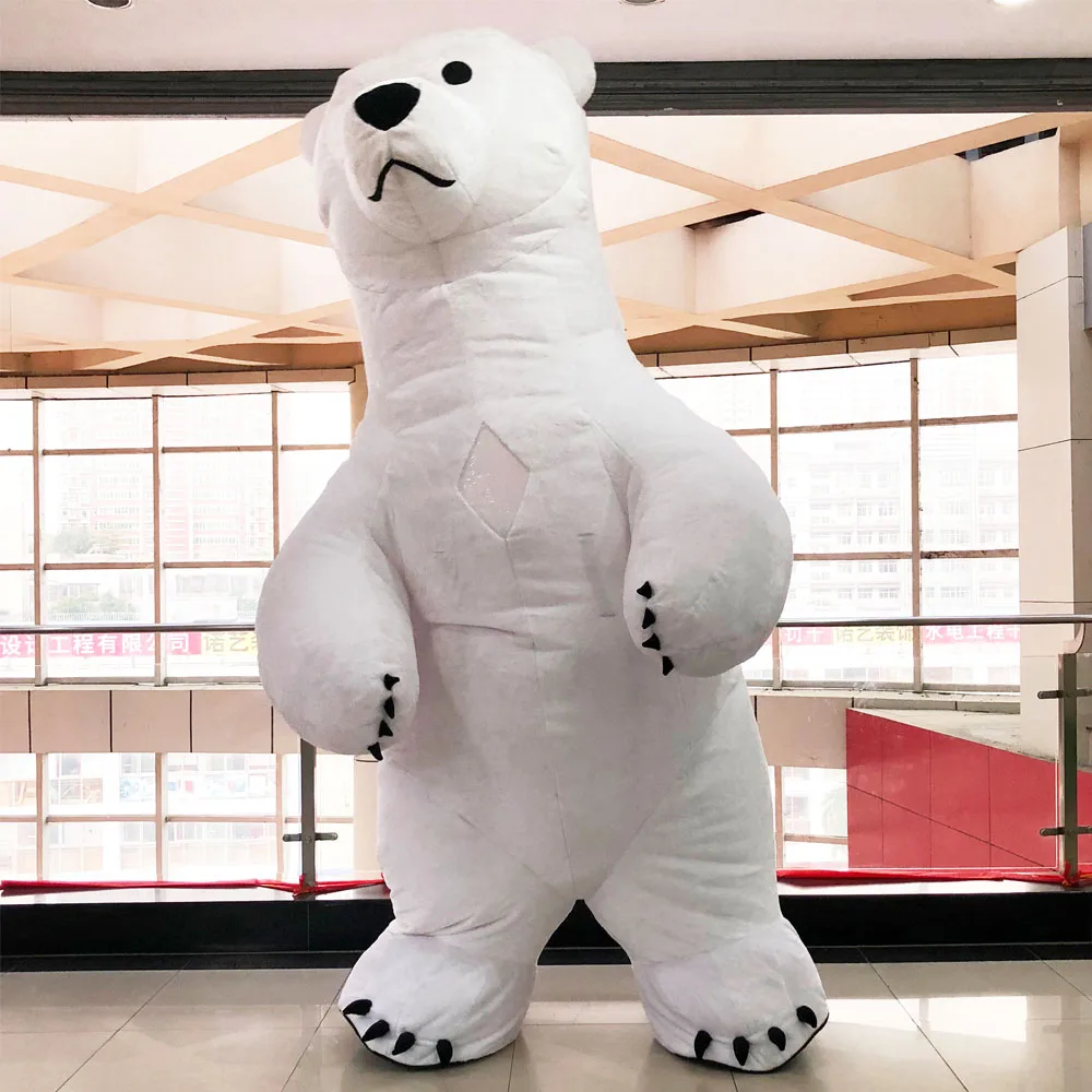 2.6 Short Plush Стиль, надувной костюм с большим белым медведем, карнавальный костюм для вечеринки, рекламный костюм высотой 2,6 м, Настраиваемые костюмы на Хэллоуин для взрослых - Цвет: 2.6 Short Plush
